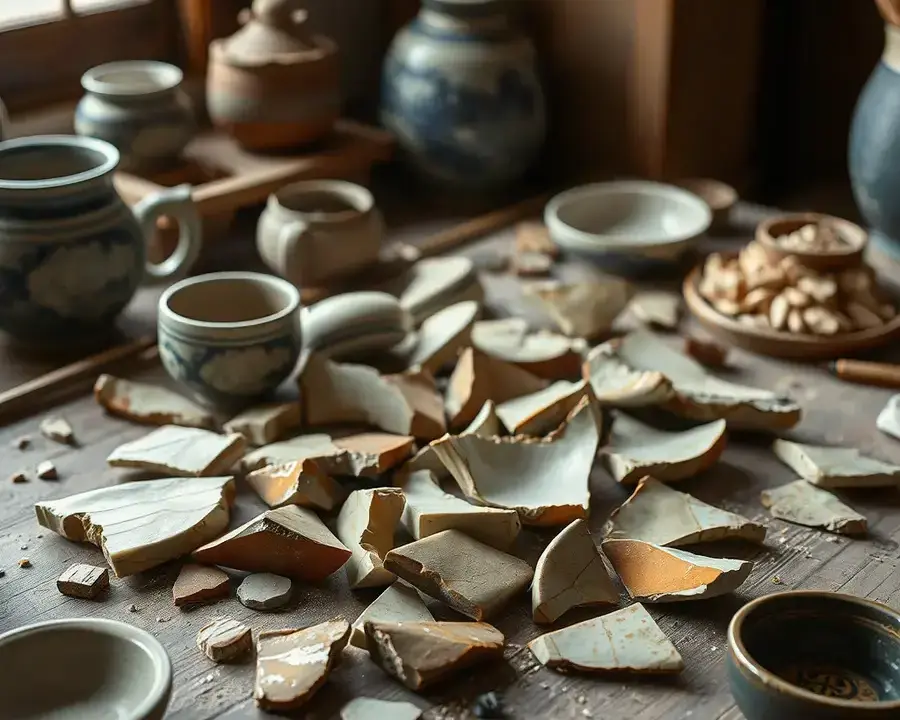 陶器修復の作業
